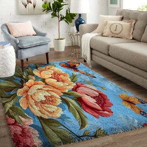Blumen DIY Teppich Knüpfteppich Muster: Benutzerdefinierte Teppichherstellung - Bunte Wandteppiche für Ihr Zuhause