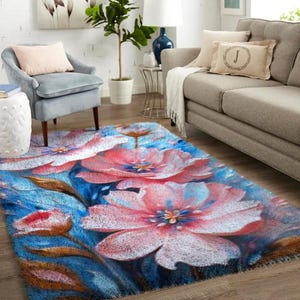 Tapis à fleurs roses et crochets, kit bricolage de tapis à crochets, projet créatif amusant et relaxant