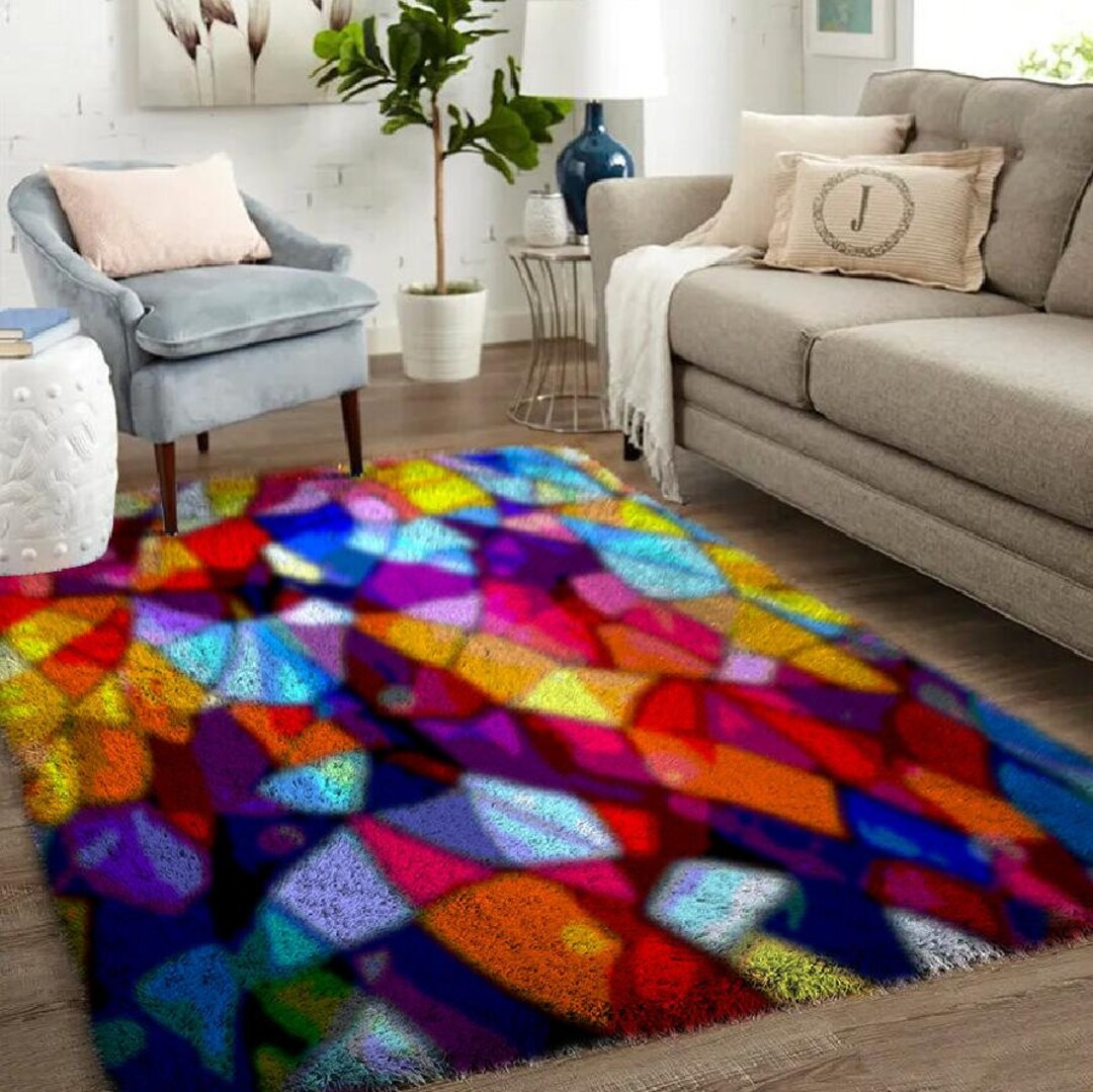 Colorful Big Rug Latch Hook Wool Rug Kit: Colorful Abstract Design (33x24in) - Etsy