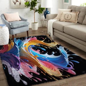 Latch Hook Kits, Large Latch Hook Rug Kit for Adults with Printed Canvas - Colored water waves