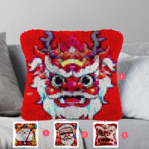 Kits de crochets pour loquets Faites votre propre lion Toile pré-imprimée Lion, Taie d'oreiller au crochet, Crochets pour loquets Housse de coussin Loisirs et loisirs créatifs