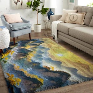Kits de crochets, grand kit de tapis avec crochets pour adultes avec toile imprimée - beauté naturelle