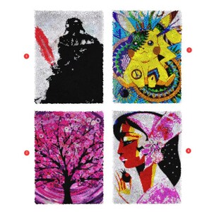 Latch Hook Rug Kits Plush Wall Tapestry Kits DIY Carpet Rug Chunky Yarn Arts Cushion Crocheting Floor Mat Crafts