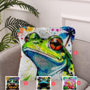 Latch Hook Kits Make Your Own Cushion frog lattice Pre-Printed Canvas Crochet Pillow Case Latch Hook Cushion Cover Hobby & Crafts