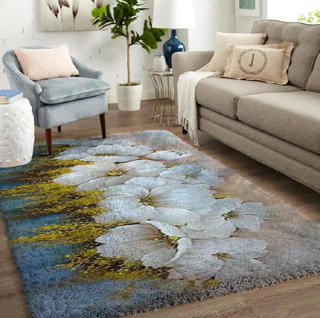 Cbs Rugs Large Floral Latch Hook Rug Kit: Acrylic Yarn, Printed Canvas (33x24in ...