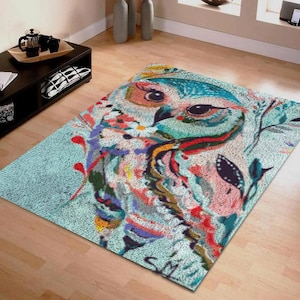 Latch Hook Rug Kits Animal Owl style Plush Wall Tapestry Kits DIY Carpet Rug Chunky Yarn Arts Cushion Crocheting Floor Mat Crafts