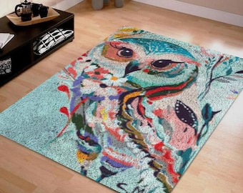 Latch Hook Rug Kits Animal Owl style Plush Wall Tapestry Kits DIY Carpet Rug Chunky Yarn Arts Cushion Crocheting Floor Mat Crafts