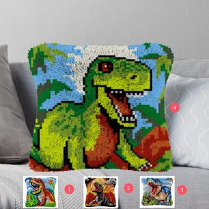 Latch Hook Kits Make Your Own Cushion Dinosaur Pre-Printed Canvas Crochet Pillow Case Latch Hook Cushion Cover Hobby & Crafts