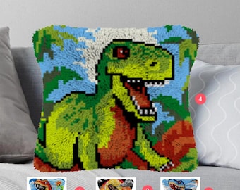 Latch Hook Kits Make Your Own Cushion Dinosaur Pre-Printed Canvas Crochet Pillow Case Latch Hook Cushion Cover Hobby & Crafts