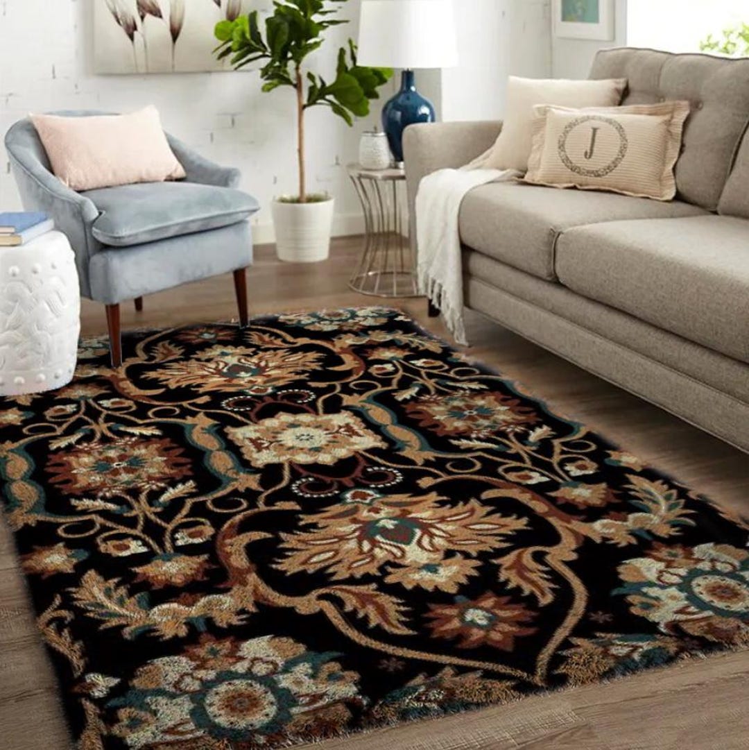 Large Rug Prop Large Floral Latch Hook Rug Kit: Acrylic Yarn, Printed Canvas (33x24in ...