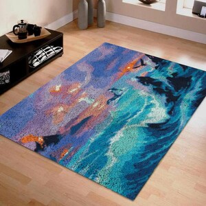 Latch Hook Rug Kits landscape style Plush Wall Tapestry Kits DIY Carpet Rug Chunky Yarn Arts Cushion Crocheting Floor Mat Crafts
