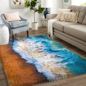 Latch Hook Kits beach, Large Latch Hook Rug Kit for Adults Latch Hook Kits with Printed Canvas - Personalized Rug Kits for Entryways