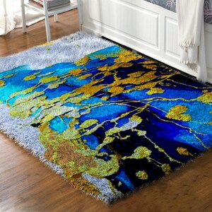 Latch Hook Rug Kits Gold leopard,  DIY Carpet Rug Chunky Yarn Arts Cushion Crocheting Floor Mat Crafts Plush Wall Tapestry Kits style