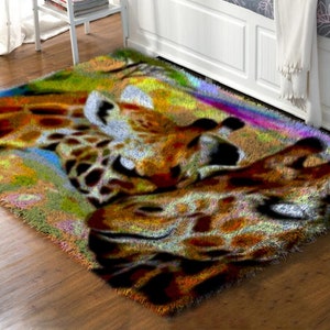 Latch Hook Rug Animal deer Kits,  DIY Carpet Rug Chunky Yarn Arts Cushion Crocheting Floor Mat Crafts Plush Wall Tapestry Kits style