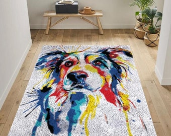 Dog Latch Hook Rug Kits style Plush Wall Tapestry Kits DIY Carpet Rug Chunky Yarn Arts Cushion Crocheting Floor Mat Crafts