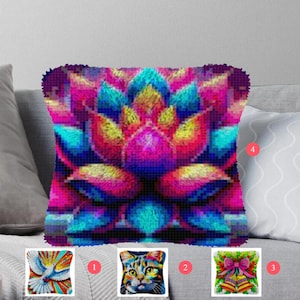 Latch Hook Kits Make Your Own Cushion Flower Pre-Printed Canvas Crochet Pillow Case Latch Hook Cushion Cover Hobby & Crafts