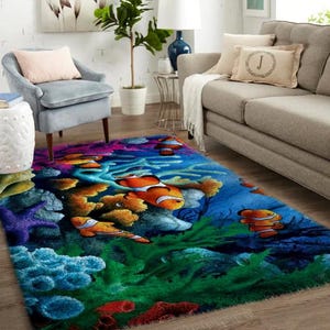 Sea World Knüpfteppich Set für Erwachsene mit bedruckter Leinwand - Geschenke für Paare: Gemeinsam schaffen