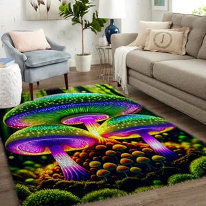 Magic Mushrooms Knüpfteppich für Kunstböden Große Knüpfteppich-Set für Erwachsene mit bedruckter Leinwand