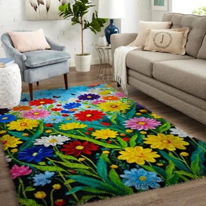 Blume: Große Knüpfteppiche für Kunstböden Große Knüpfteppich-Sets für Erwachsene mit aufgedruckter Leinwand