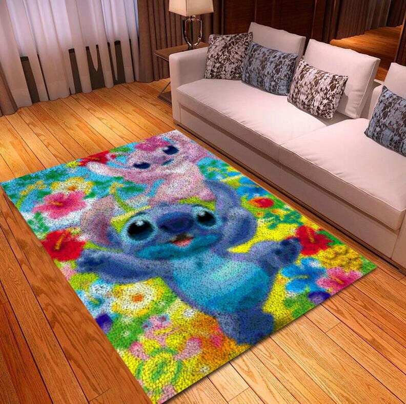 Cartoon Disney Stitch Carpet Creative Irregular Plush Lounge Rug Smile  Stitch Cashmere Rug Living Room Bedroom Floor Mat Decor