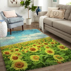 Sunflower Latch Hook Kits, Large Latch Hook Rug Kit for Adults Latch Hook Kits with Printed Canvas Christmas Decoration
