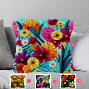 Latch Hook Kits Make Your Own Cushion Flower Pre-Printed Canvas Crochet Pillow Case Latch Hook Cushion Cover Hobby & Crafts