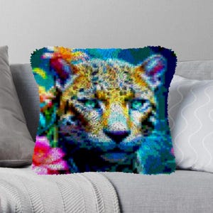 Latch Hook Kits Make Your Own Cushion leopard Pre-Printed Canvas Crochet Pillow Case Latch Hook Cushion Cover Hobby & Crafts