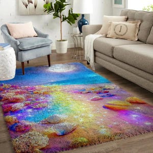 Bunte Küsten-Knüpfteppiche für künstlerische Böden Große Knüpfteppich-Set für Erwachsene mit bedruckter Leinwand