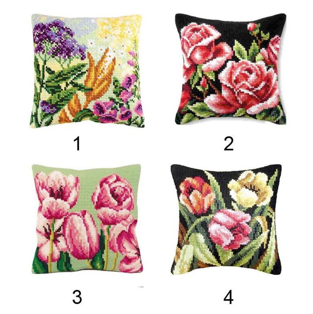 Latch Hook Kits Make Your Own Cushion Flower Preprinted Canvas Crochet