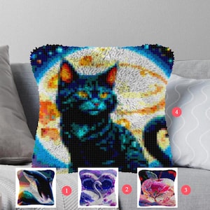 Latch Hook Kits Make Your Own Cushion Moon lattice Pre-Printed Canvas Crochet Pillow Case Latch Hook Cushion Cover Hobby & Crafts