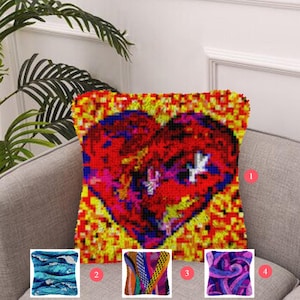 Latch Hook Kits Make Your Own Cushion Love lattice Pre-Printed Canvas Crochet Pillow Case Latch Hook Cushion Cover Hobby & Crafts