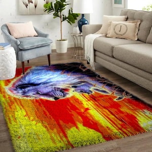 Alfombra Animal Lio - Patrón botánico vibrante, decoración de bricolaje, regalo único para el hogar o para él