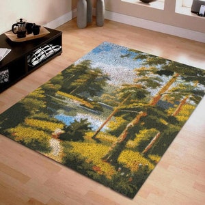 Latch Hook Rug Kits scenery style Plush Wall Tapestry Kits DIY Carpet Rug Chunky Yarn Arts Cushion Crocheting Floor Mat Crafts