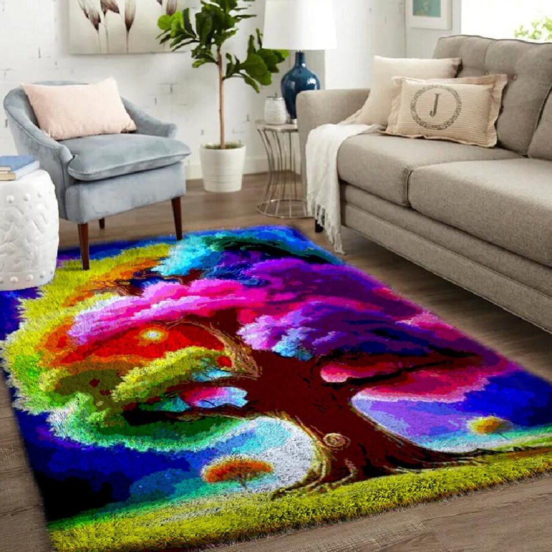 Large Latch Hook Rug Kit: Colorful Tree, DIY Craft (33x24in) - Etsy