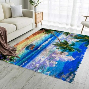 Alfombra de olas del océano, alfombra de patrón de mar, alfombra relajante, alfombra de olas de mar, alfombra fresca, alfombra de verano, alfombra de mar, alfombra de dormitorio, alfombra de área, regalo para el hogar, regalo para él