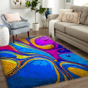 Blaue Knüpfhaken-Kits, große Knüpfteppich-Kit für Erwachsene Knüpfhaken-Kits mit bedruckter Leinwand / multifunktional / Wandteppich / Teppich / Geschenk