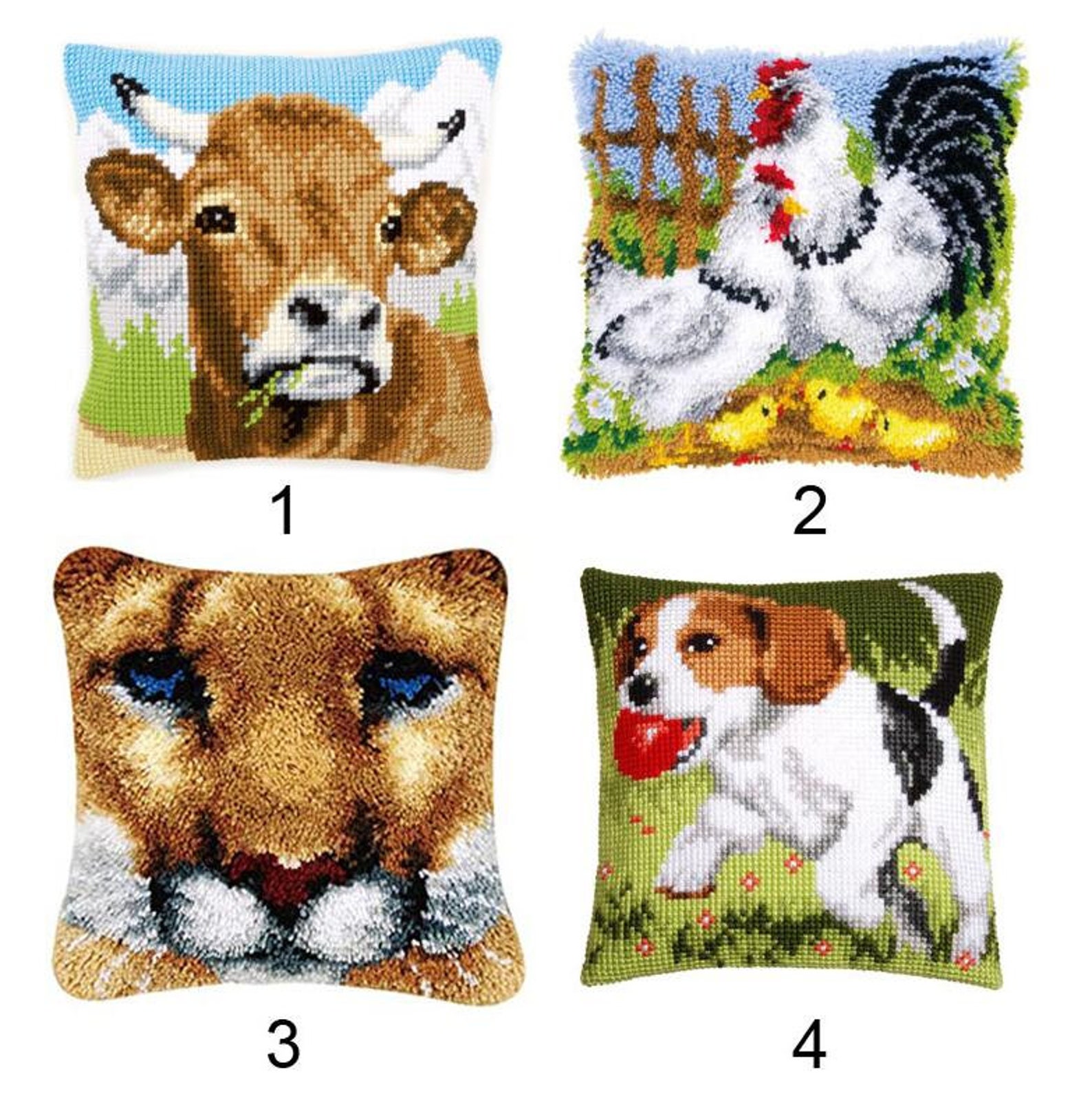 Latch Hook Kits Make Your Own Cushion Animal Preprinted Etsy