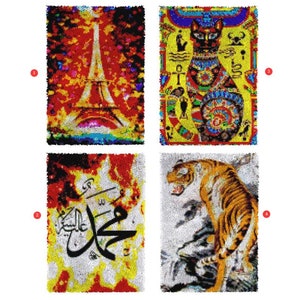 Latch Hook Rug Kits Animail Tiger Peluche Wall Tapestry Kits DIY Carpet Rug Chunky Yarn Arts Coussin Crocheting Floor Mat Crafts