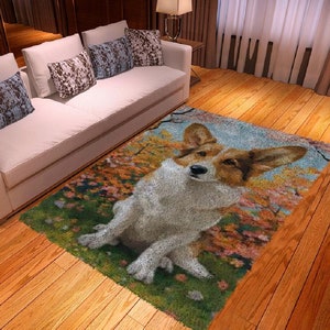 Kit de gancho de pestillo y alfombra bordados: crea tu propia alfombra con estampado étnico