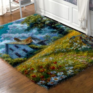 Fathers Day Gift: Handcrafted Latch Hook Kit and Rug for Dad's Den