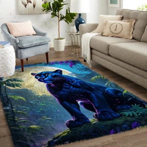 Kits de crochets à loquet Léopard noir, grand kit de tapis à crochets pour adultes Kits de crochets à loquet avec toile imprimée - Kits de tapis personnalisés pour entrées
