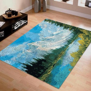landscape Latch Hook Rug Kits style Plush Wall Tapestry Kits DIY Carpet Rug Chunky Yarn Arts Cushion Crocheting Floor Mat Crafts