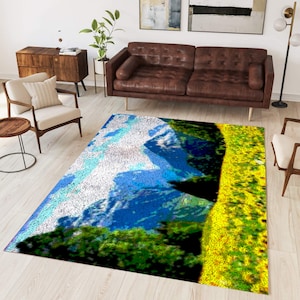 landscape Latch Hook Rug Kits: Plush Wall Tapestry & DIY Chunky Yarn Crafts