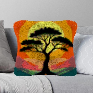 Latch Hook Kits Make Your Own Cushion Tree Pre-Printed Canvas Crochet Pillow Case Latch Hook Cushion Cover Hobby & Crafts