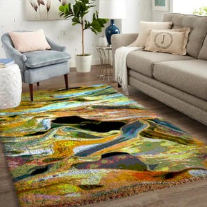 Gold pattern Latch Hook Rug ，Large Latch Hook Rug Kit, Perfect for Living Room Décor