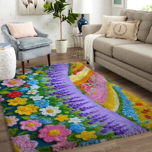 Le bonheur de la chambre : tapis confortables à loquets pour des nuits reposantes - Grand kit de tapis à loquets pour adultes Kits de loquets avec toile imprimée