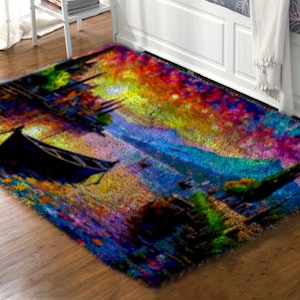 Oriental Vintage Rug Latch Hook Kit and Rug: Exotic Elegance for Your Floors