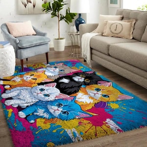 Kits de crochets, grand kit de tapis avec crochets pour adultes avec toile imprimée - Chat