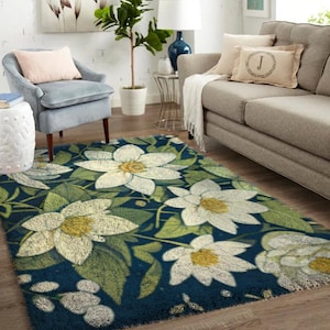 Kits de gancho de pestillo, kit de alfombra de gancho de pestillo grande para adultos con lienzo impreso - Patrón de jardín floral para la decoración de la sala de estar