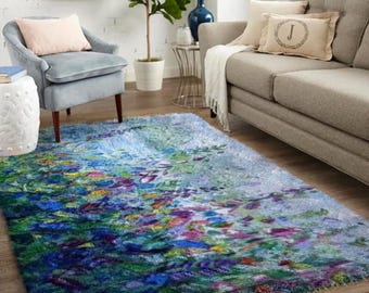 Flower Latch Hook Rug Kit: Large DIY Wool Rug (33x24in)